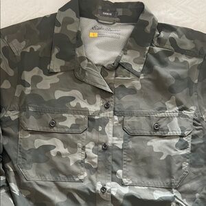 Eddie Bauer Green and Gray camo hiking shirt